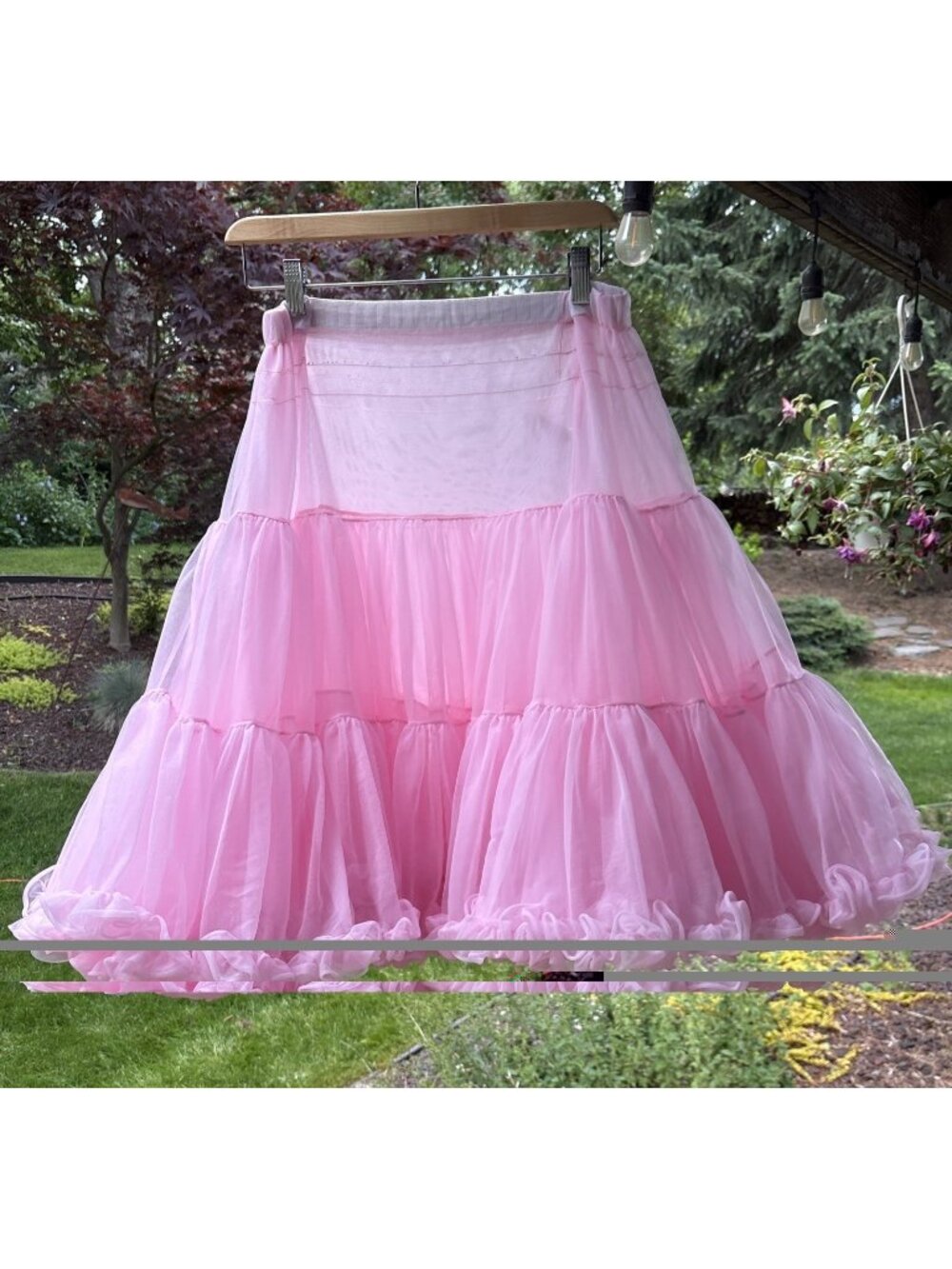 Vtg Petticoat Circle Skirt Crinoline Pink Square Dance Rockabilly Punk Large